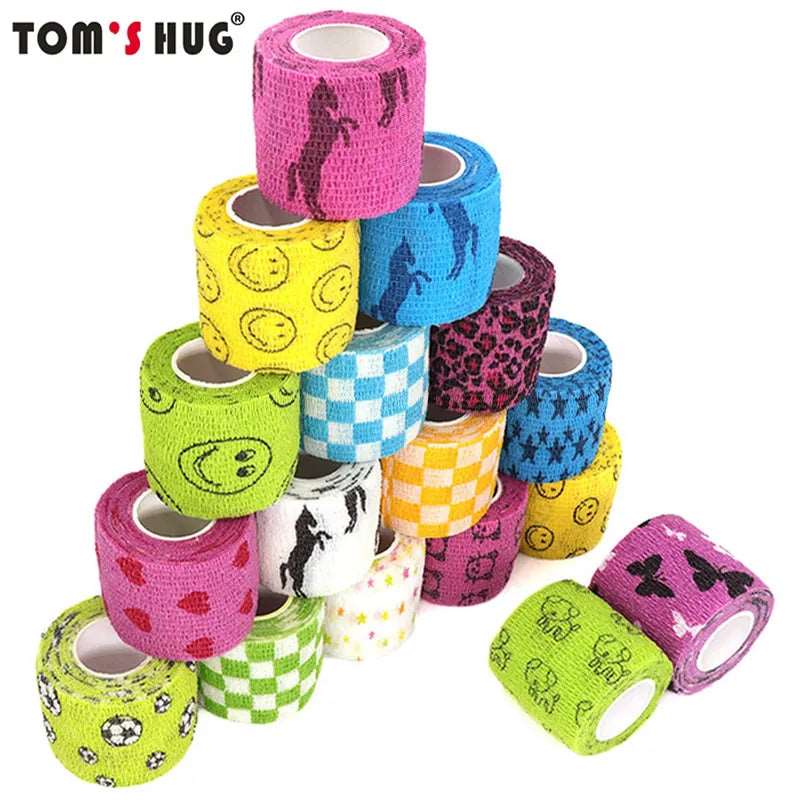 1 Pcs Printed Sports Knee Protector 4.8m Therapy Elastic Bandage Colorful Self Adhesive Wrap Tape for Finger Joint Pet